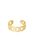 Ring dikke schakel - goud kleur - ringen - verstelbaar - roestvrij staal - RVS - ring - gold colour