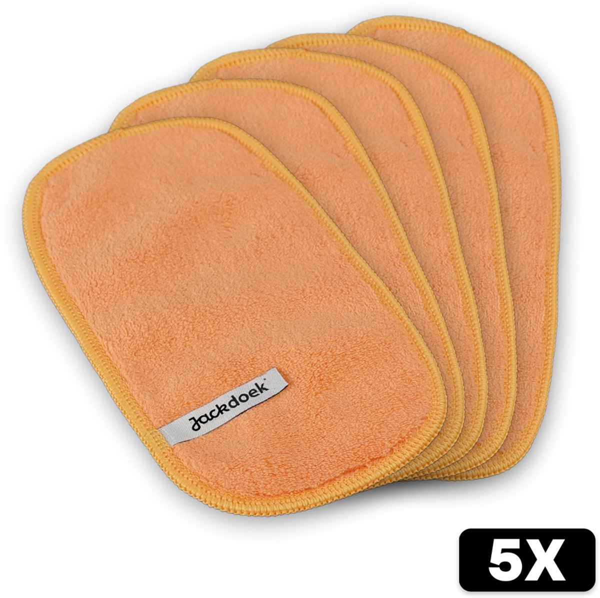 Jackdoek Mini - 5 pack - 11x21cm - Oranje - Zachte Microvezeldoekjes - Streeploos, Sterk absorberend en Wasbaar - Brillen/Beeldscherm/Spiegel/Auto/Badkamer - Brilreiniging - Beeldschermdoek - Screen cleaner