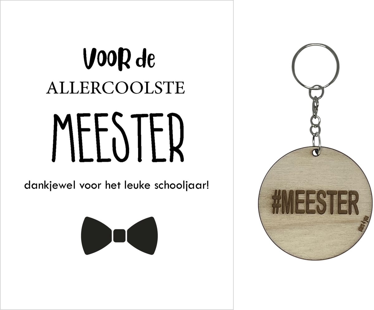 Sleutelhanger en kaartje MEESTER | STRIK | jij bent de liefste | liefste meester | topmeester | topjuf | einde schooljaar | juffen | meester | cadeau