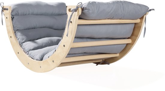 Buxibo Mini Klimboog - Houten Klimboog met Kussen - Montessori Speelgym - 78x47x37 cm - Grijs van Buxibo — afbeelding 2