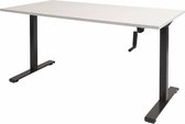 Zit-sta bureau - Slinger 140x80 wit - zwart frame