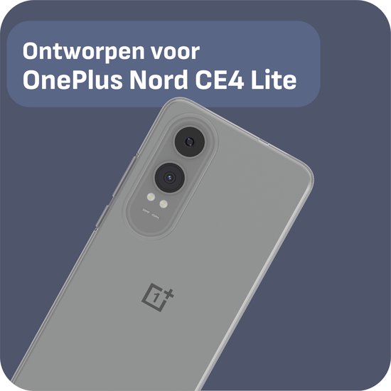 Ontworpen voor OnePlus Nord CE4 Lite: een transparant hoesje om de achterkant van de telefoon.