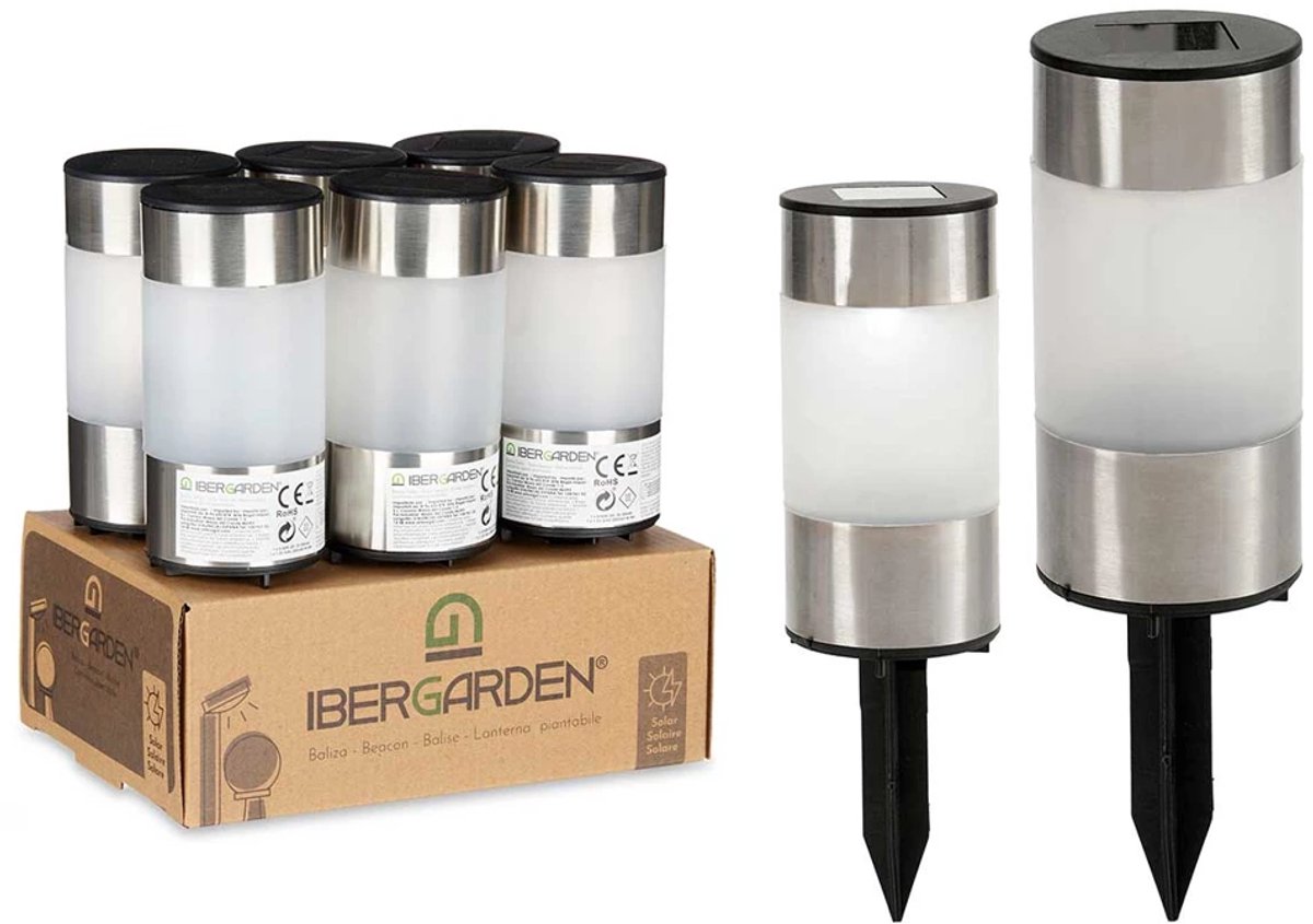 IBERGARDEN Solar Tuinlamp LED | Zonnelamp Buiten | IP44 Waterdicht | Wit Licht | 21,5 cm