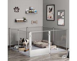 Bingopaw Acryl Honden Box Hek - Heavy Duty Huisdier Duidelijke Oefening Speel Pen - Werpkist - met Waterdichte Vruchtbaarheid Pad voor Katten, Puppy's, Konijnen, Cavia -120x120xH60cm