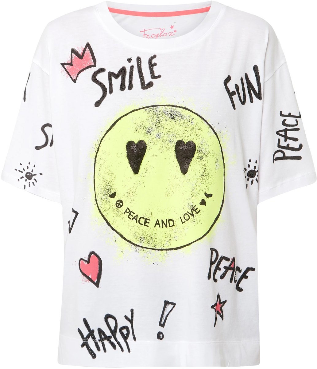 Frogbox • wit t-shirt met smiley • maat S