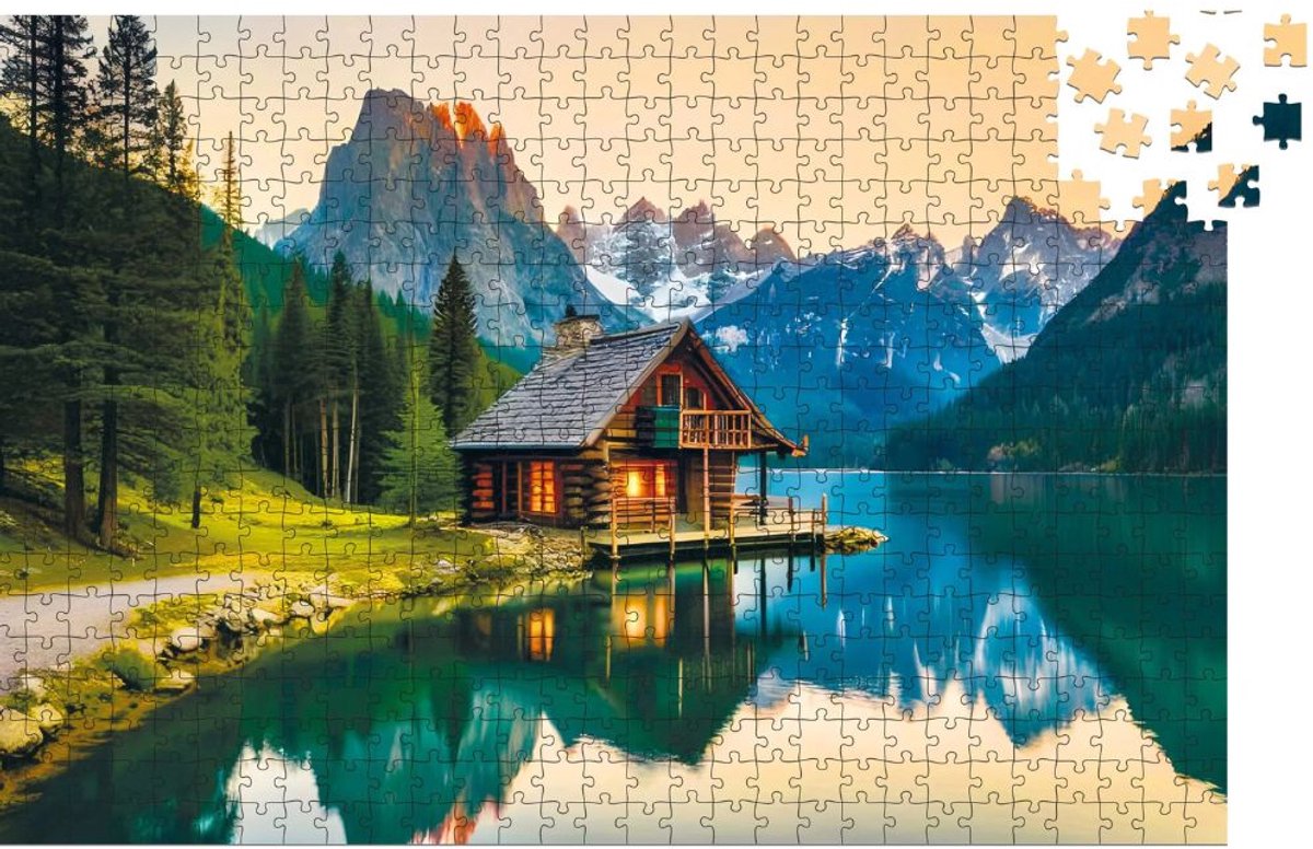 Milliwood - LS325 Houten Puzzel 3XL Landschap Bergen | 3D Puzzels bouwpakket | Hobby Speelgoed voor kinderen & volwassenen | Wanddecoratie Woonkamer | 580 stukjes 51x34cm | In luxe geschenkdoos