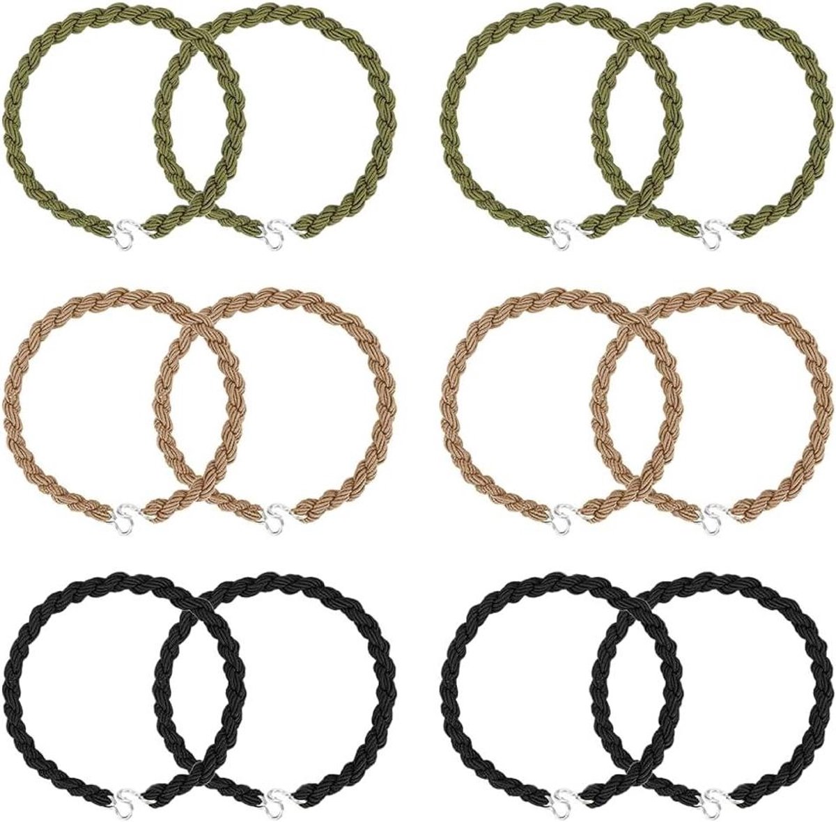 Image of 12 Stuks Elastische Laarsbanden Blousing Bandjes met Metalen Haken - Drie Kleuren