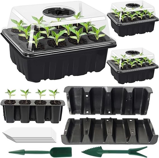 Nuyikaso Kweekbak, 10 Stuks, 120 Cellen, Kamerbroeikas, Mini Broeikas Kleine Kweek Met Ventilatie Deksel Kweekpotten Plantenpotten Kweekschaal Voor Zaailingen Planten 5 Groen Zwart 1278052031