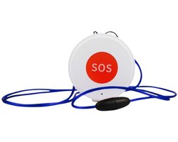 Alarmknop Wifi Rond - noodknop voor senioren - alarmknop voor ouderen - noodoproep met één druk op de knop - Eenvoudig in gebruik - SOS knop en halskoord met breekbeveiliging -