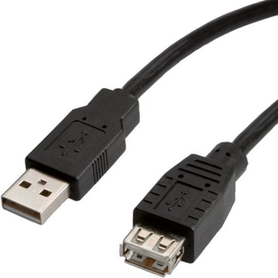 USB naar USB verlengkabel - USB2.0 - UL gecertificeerd - tot 2A / zwart ...