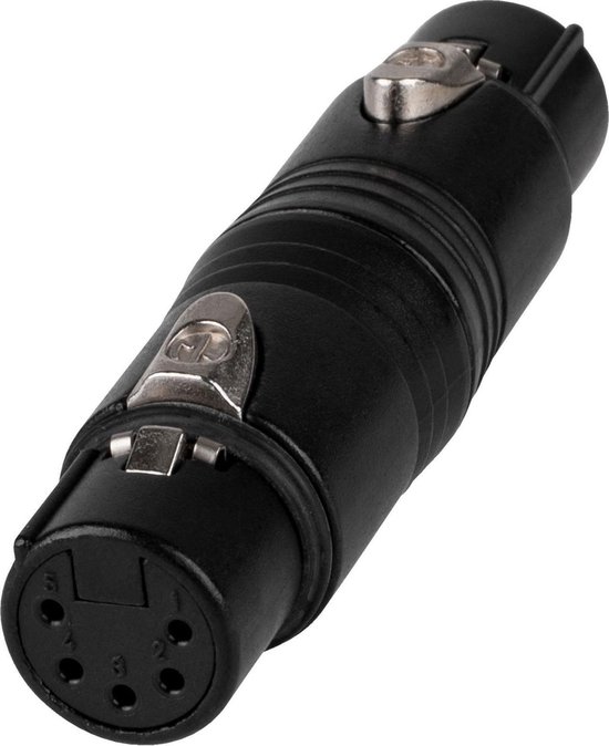 Neutrik NA5FF-B XLR 5-pins (v) - XLR 5-pins (v) DMX koppelstuk / zwart