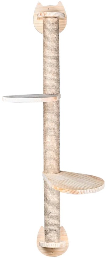 Katten klimmuur met 2 plateaus en krabpaal voor aan de muur