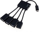 USB Micro B hub met 3 USB-A + 1 USB Micro B poorten - busgevoed - USB2.0 / zwart - 0,15 meter