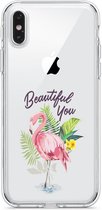 Apple Iphone XR Transparant siliconen flamingo hoesje - Beautiful you