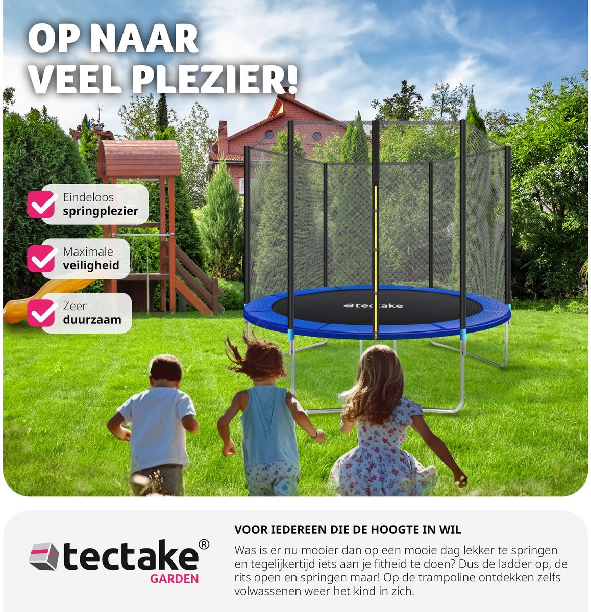 tectake® TÜV-geteste Trampoline - Ø 305 cm - Tuintrampoline - Kindertrampoline met Veiligheidsnet - Geschikt als Buitenspeelgoed, Sporttrampoline of Speeltoestel voor in de Tuin — afbeelding 2