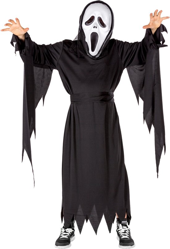 dressforfun - Jongenskostuum Halloween - Scream - Reaper - Geest - 128 (8-10y) - Verkleedkleding Kostuum Verkleden Feestkleding Carnavalskleding Carnaval Feestkledij Partykleding