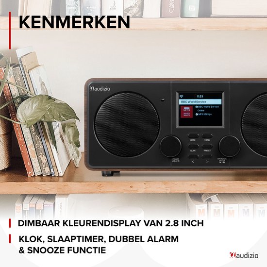 Internetradio - Audizio Foza digitale radio met Bluetooth - DAB radio en FM radio in één - Houtlook
