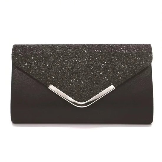WiseGoods Premium Clutch Voor Dames - Glitter Handtas- Handtassen Gala - Elegante Tas Voor Bruiloft - Tasje - Clutches - Zwart