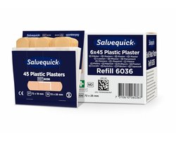 Salvequick navulling 6036, plastic pleisters, doosje van 6 navullingen - navulling voor pleisterautomaat