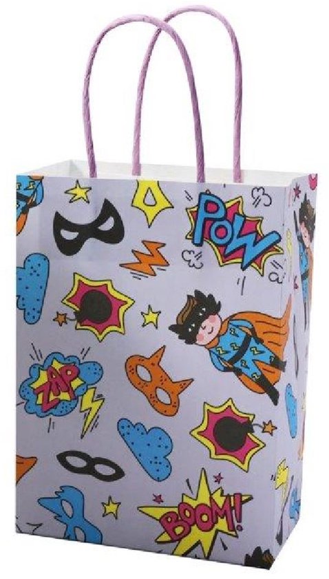 Set Van 2 Extra Grote Geschenktassen 42x30x15 Cm - Roze Kleurverloop Met Lint