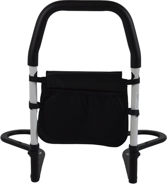 Luxe Bedbeugel / Bedsteun tot 136 kg – Zwart / wit met Zachte Handgrepen – Voor Veilig In- en Uitstappen