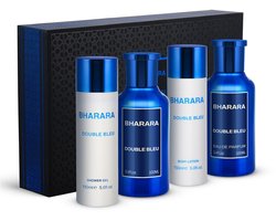 Bharara - Double Bleu Giftset - Men - Eau De Parfum 100 ml - Aftershave 100 ml - Body Lotion 150 ml - Douche Gel 150 ml