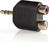 Nedis Stereo-Audioadapter | 3,5 mm Male | 2x RCA Female | Verguld | Recht | ABS | Antraciet | 1 Stuks | Window Box