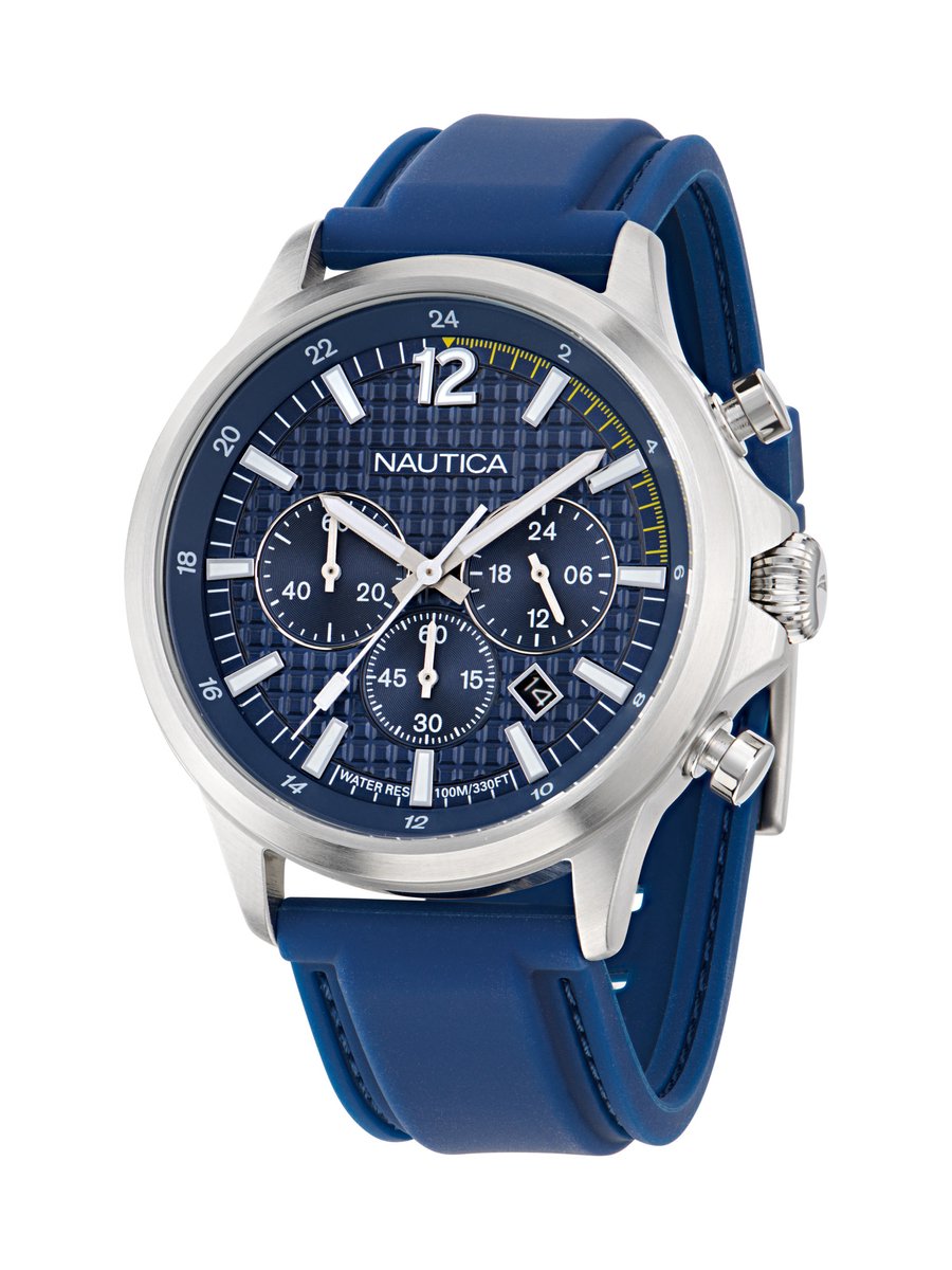 Nautica Nct Blueocean Analoog Horloge Blauw Case: 100% Stainless Steel | Armband: 100% Silicone 45 mm NAPBOF401, NAPBOF402