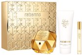 Paco Rabanne Lady Million Giftset - 80 ml d'eau de parfum en spray + 10 ml d'eau de parfum en vaporisateur + 100 ml de lotion pour le corps - coffret cadeau pour femme