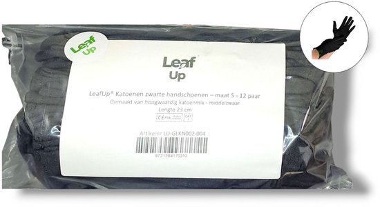 Gants en coton LeafUp® Noir – Taille S – 12 paires