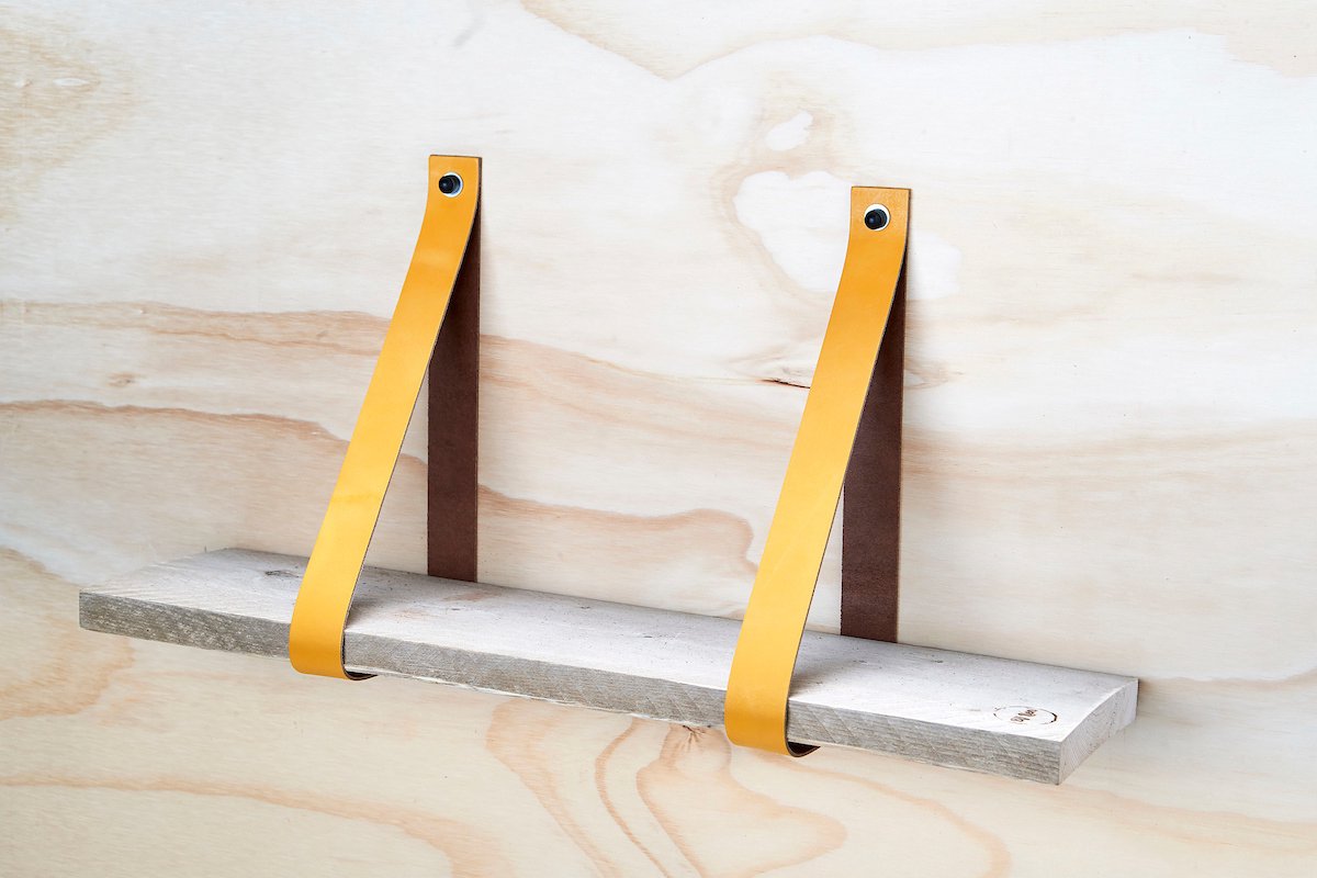leren plankdragers Okergeel excl. plank