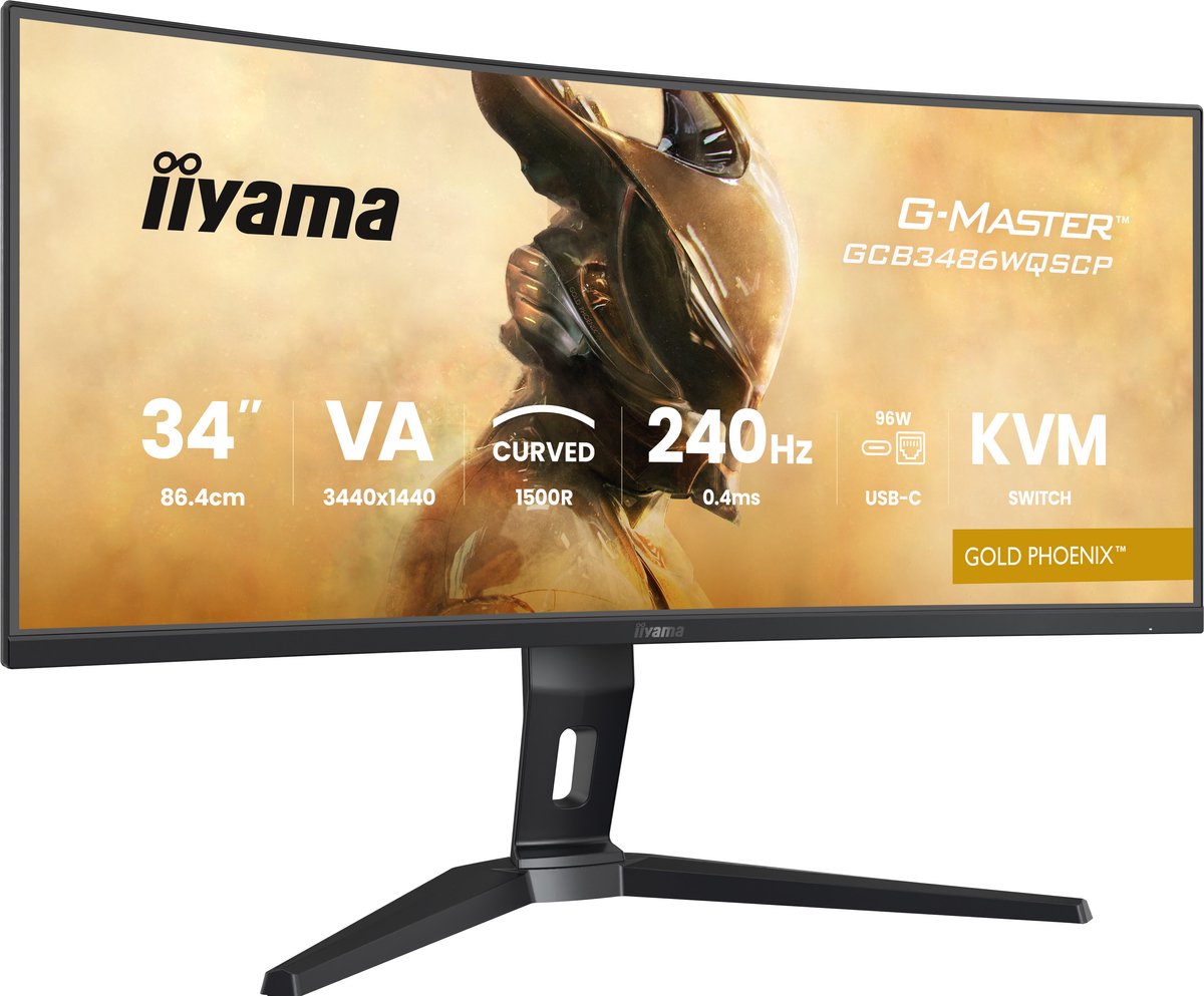 iiyama G-Master GCB3486WQSCP-B1 Gold Phoenix - 34 inch - WQHD - VA - 240 Hz - Verstelbaar - Curved - USB-C Dock - iiyama - €379,00