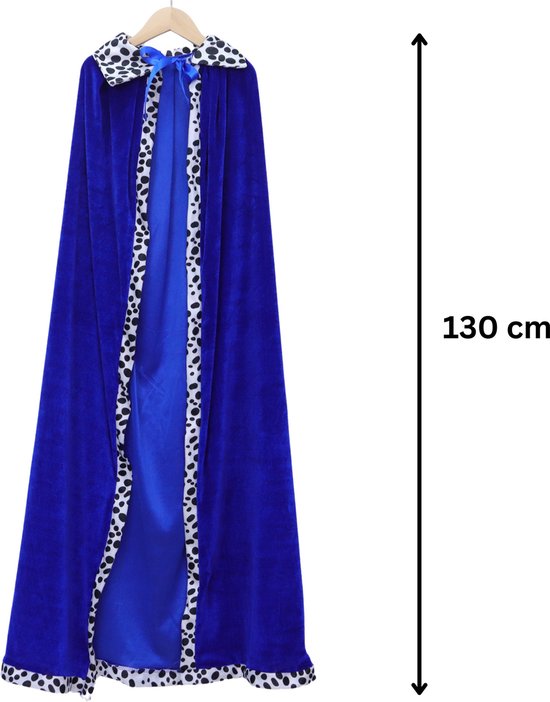Cape/manteau Joya Kids King avec Kroon et bâton pour adultes | Costumes de carnaval | Cape d'habillage du Prins | Le Moyen-Âge | Majesté | Bleu | Unisexe | Taille unique