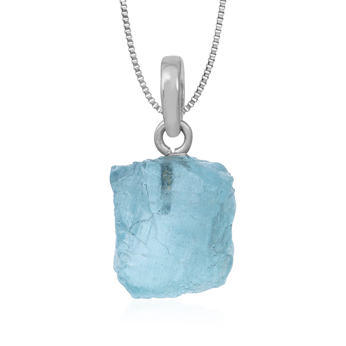 Natuursieraad - 925 sterling zilver ruwe aquamarijn ketting - Edelsteen sieraad - handgemaakt