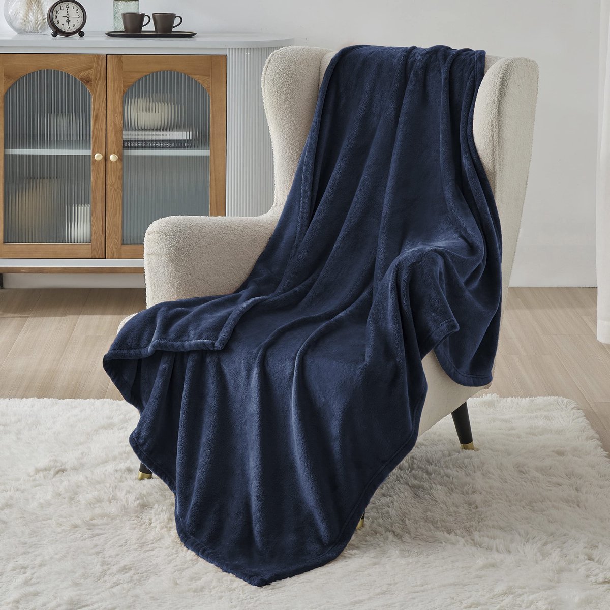 Unyqoos ® Heerlijk Zachte en Warme Flanellen Fleece Deken voor Comfort en Stijl in Huis of Slaapkamer marineblauw