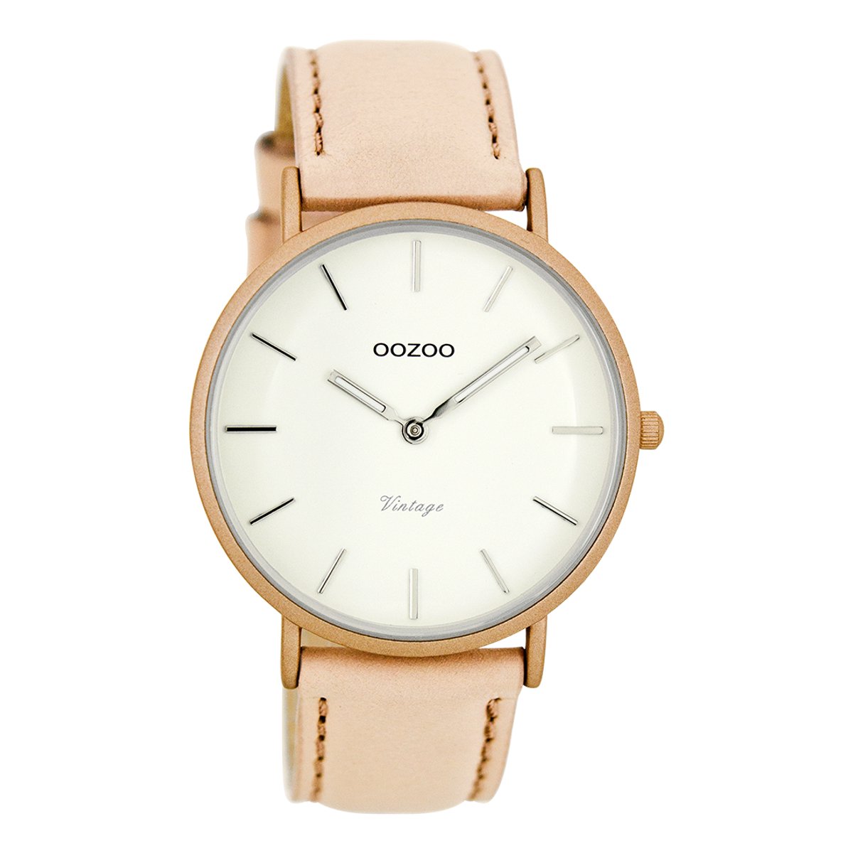 Poeder roze OOZOO horloge met poeder roze leren band - C7737