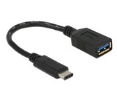 Roline USB-C (m) - USB-A (v) (volledig bedekt) adapter - USB3.0 / zwart - 0,15 meter