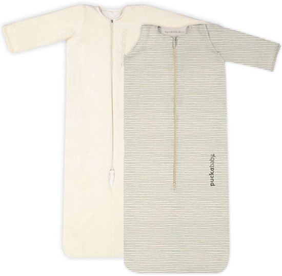Puckababy Slaapzak 4 Seizoenen Baby - Zomerslaapzak en Winterslaapzak (6m-2,5j) - TOG 0.25 tot TOG 2.5 - Green Stripes