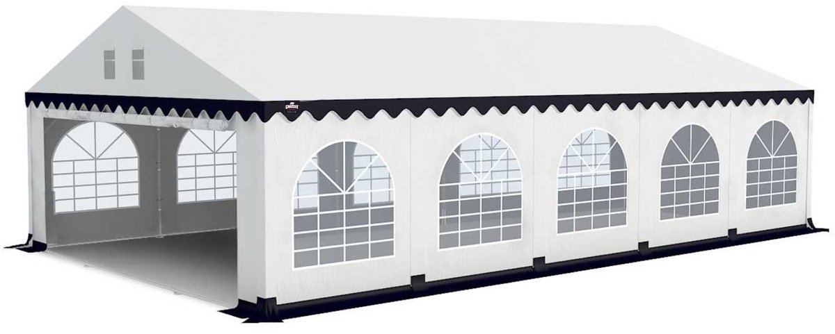 Grizzly Outdoor Partytent 6x10 PVC doorloophoogte 2,20 m, koperen zeilringen met condenssluis Wit-Blauw