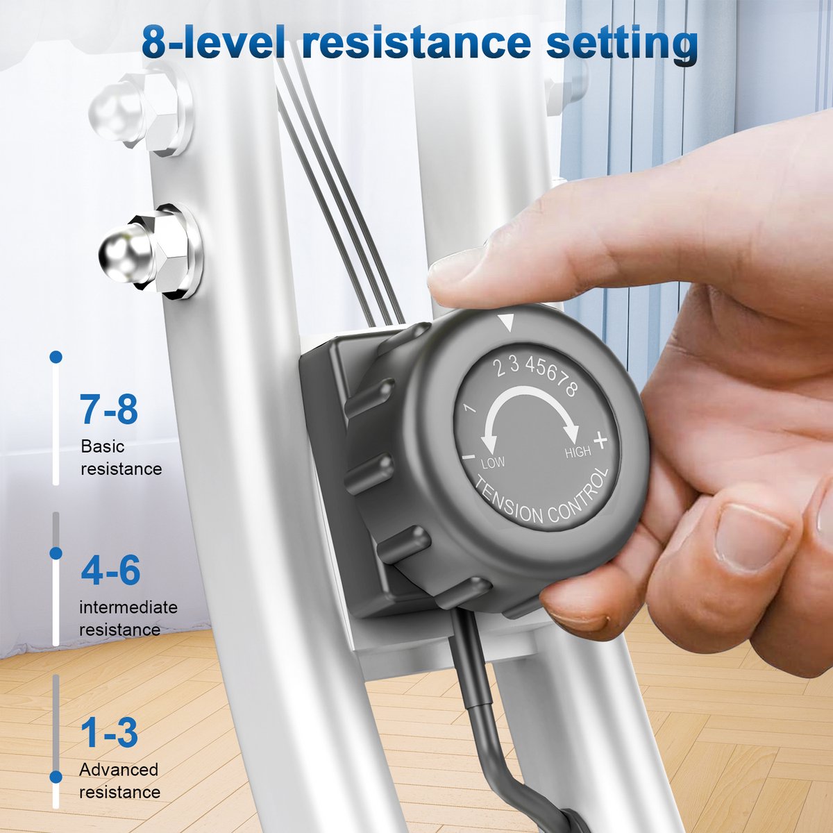 Opvouwbare X-bike hometrainer met 8 niveaus weerstand - afbeelding 3