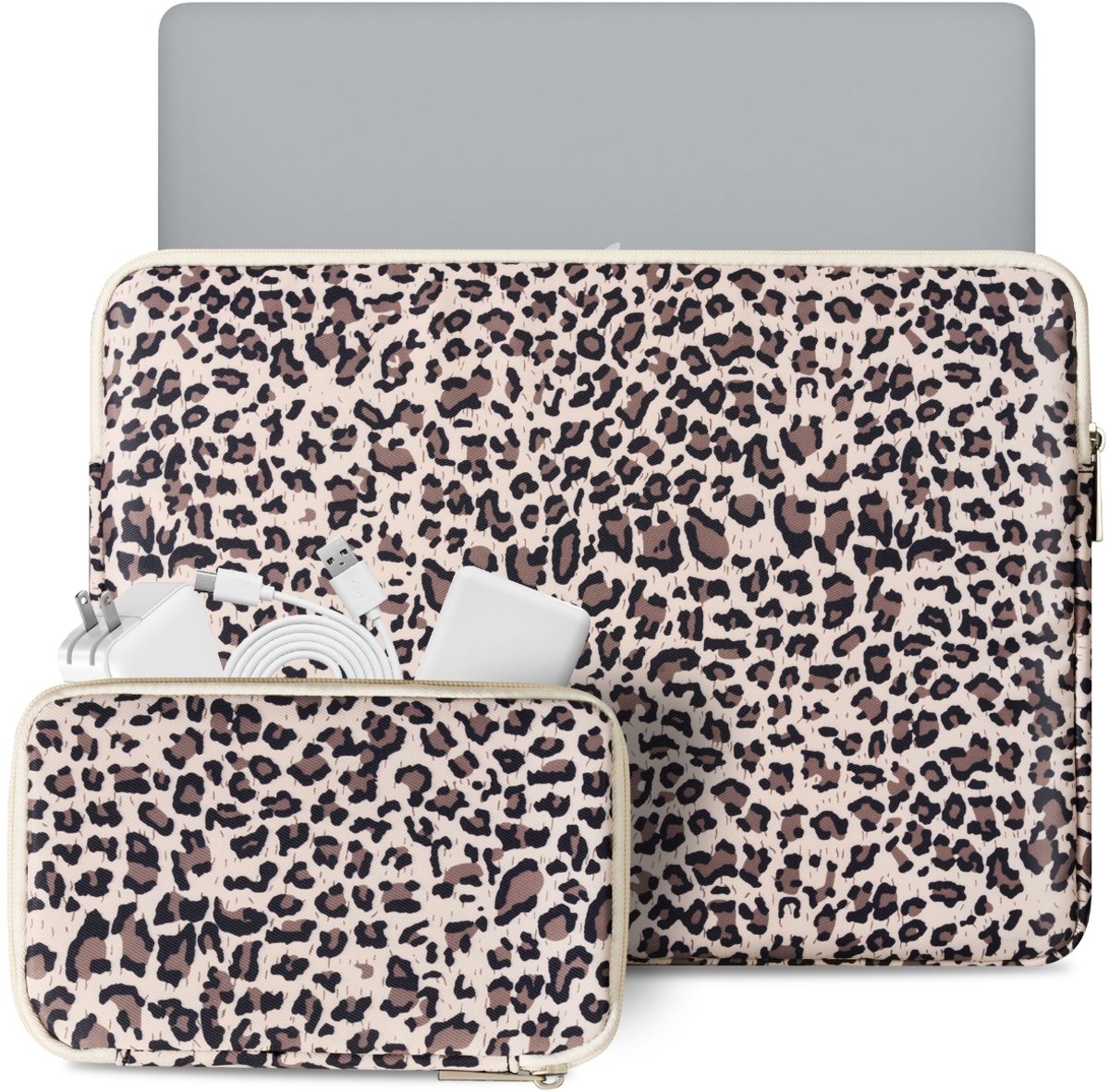 YONO Laptophoes 15 Inch – 14 Inch - Laptop Sleeve inclusief Etui Hoesje – Waterafstotende Laptoptas - Luipaard