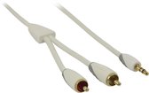 Bandridge witte 3,5mm Jack - Tulp stereo 2RCA kabel met vergulde contacten - 5 meter