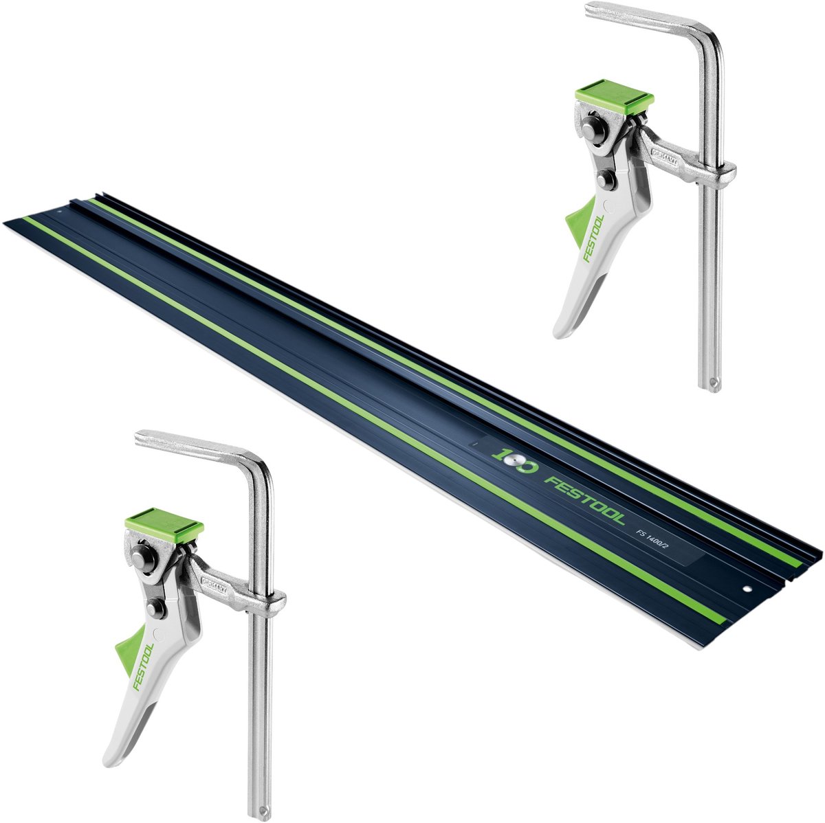 Festool FS 1400/2 BL geleiderail 1400 mm blauw ( 578246 ) 100Y Anniversary Edition + 2x FS-HZ 160 hendelklem ( 2x 491594 )