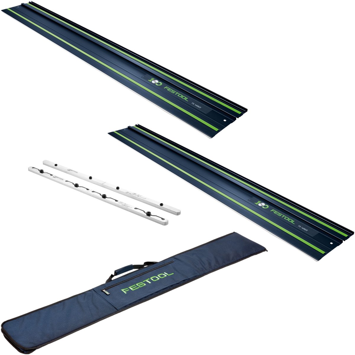 Festool 2x FS 1400/2 BL geleiderail 1400 mm blauw ( 2x 578246 ) 100Y jubileum editie + FSV/2 connector + FS-BAG tas