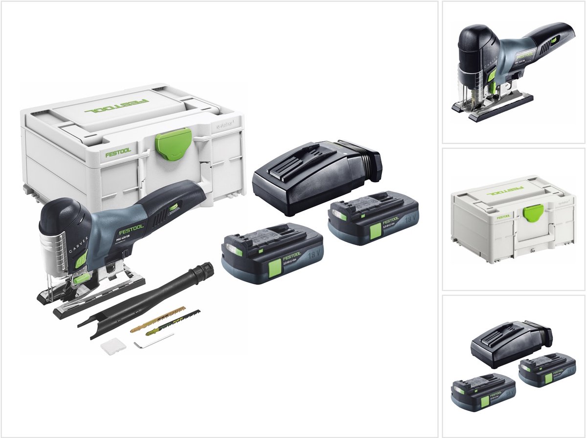 Festool CARVEX PSC 420-Basic accu-pendelzaag 18 V 120 mm borstelloos + 2x accu 3,0 Ah + oplader + Systainer