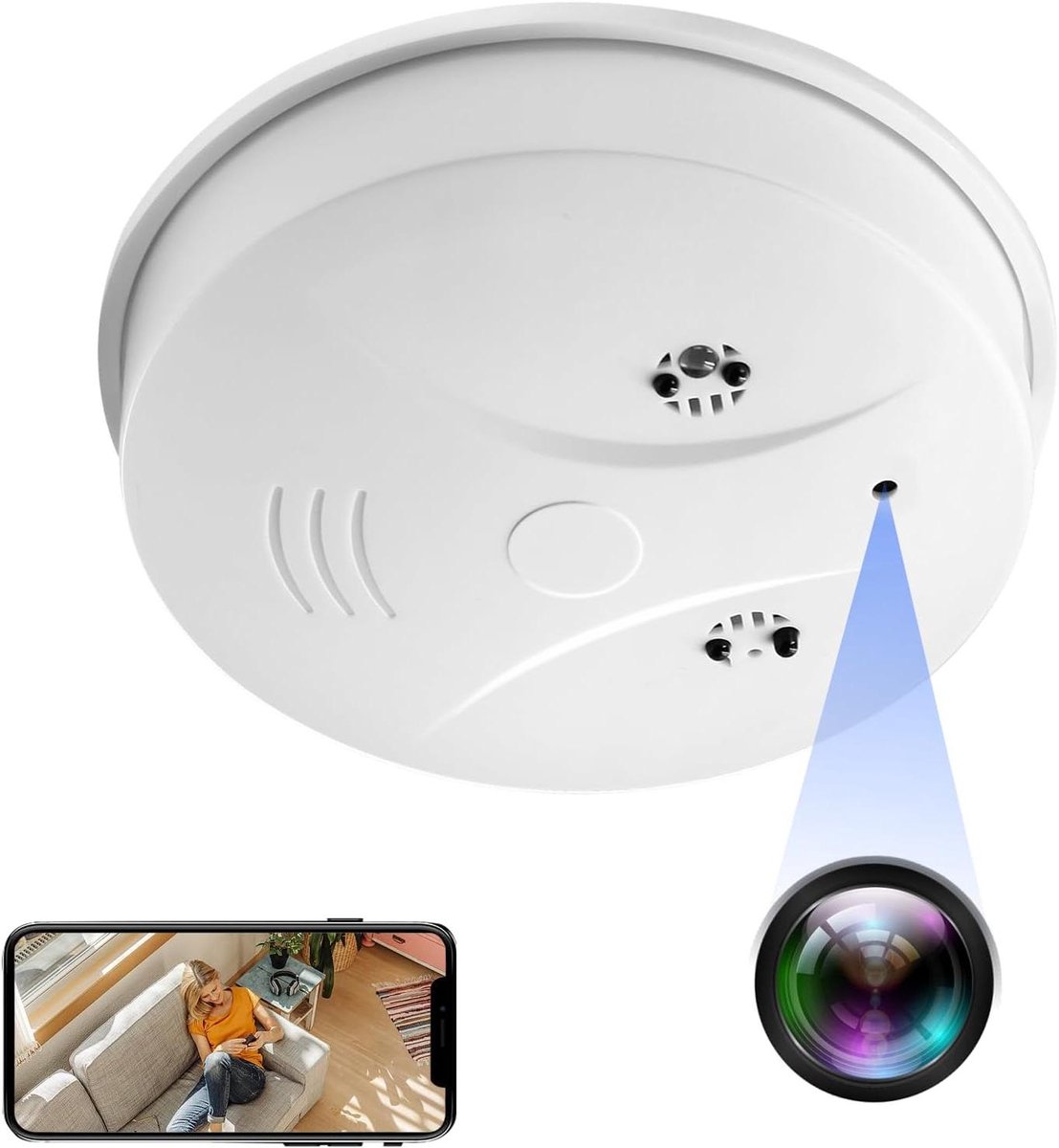 Verborgen mini-camera 24 G/5 G wifi rookmelder HD 1080P draadloze bewakingsrecorder met bewegingsdetectie 's nachts