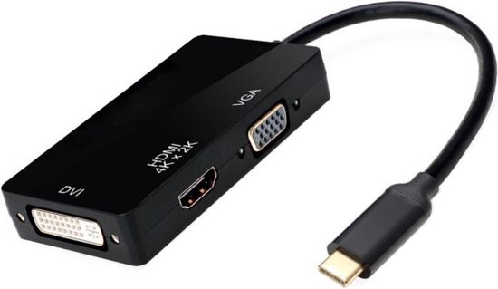 Adaptateur Coretek USB-C vers HDMI, DVI et VGA avec DP Alt Mode / noir -  0,10 mètre | bol.