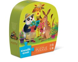 Crocodile Creek Mini Puzzel Flower Power – 12 Stukjes – Peuterpuzzel met Panda, Giraf en Kangoeroe – Kleurrijke Bloemen en Dieren – Grote Stevige Puzzelstukken – Eerste Puzzel voor Kinderen – Geschikt Vanaf 2 Jaar