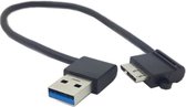 USB Micro B haaks naar haakse USB-A kabel - USB3.0 - tot 2A / zwart - 0,25 meter