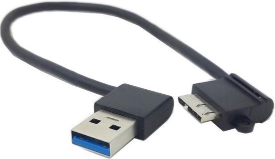 ik ben ziek Zwitsers Beschikbaar USB Micro B haaks naar haakse USB-A kabel - USB3.0 - tot 2A / zwart - 0,25  meter | bol.com